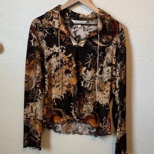 Vintage Asian inspired long sleeve dragon blouse size large